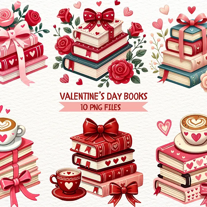 Valentine's Day book images bundle