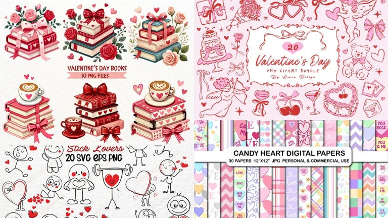 Different Valentine's Day clipart bundles