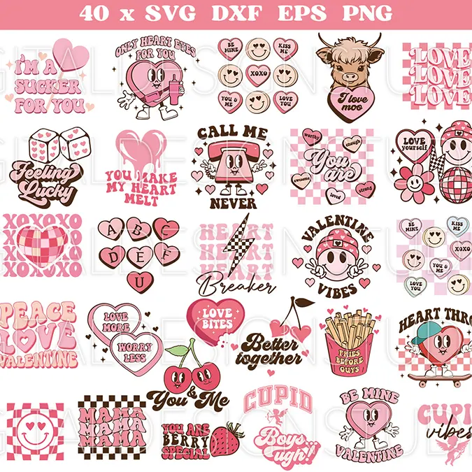 Valentine's Day retro clipart bundle